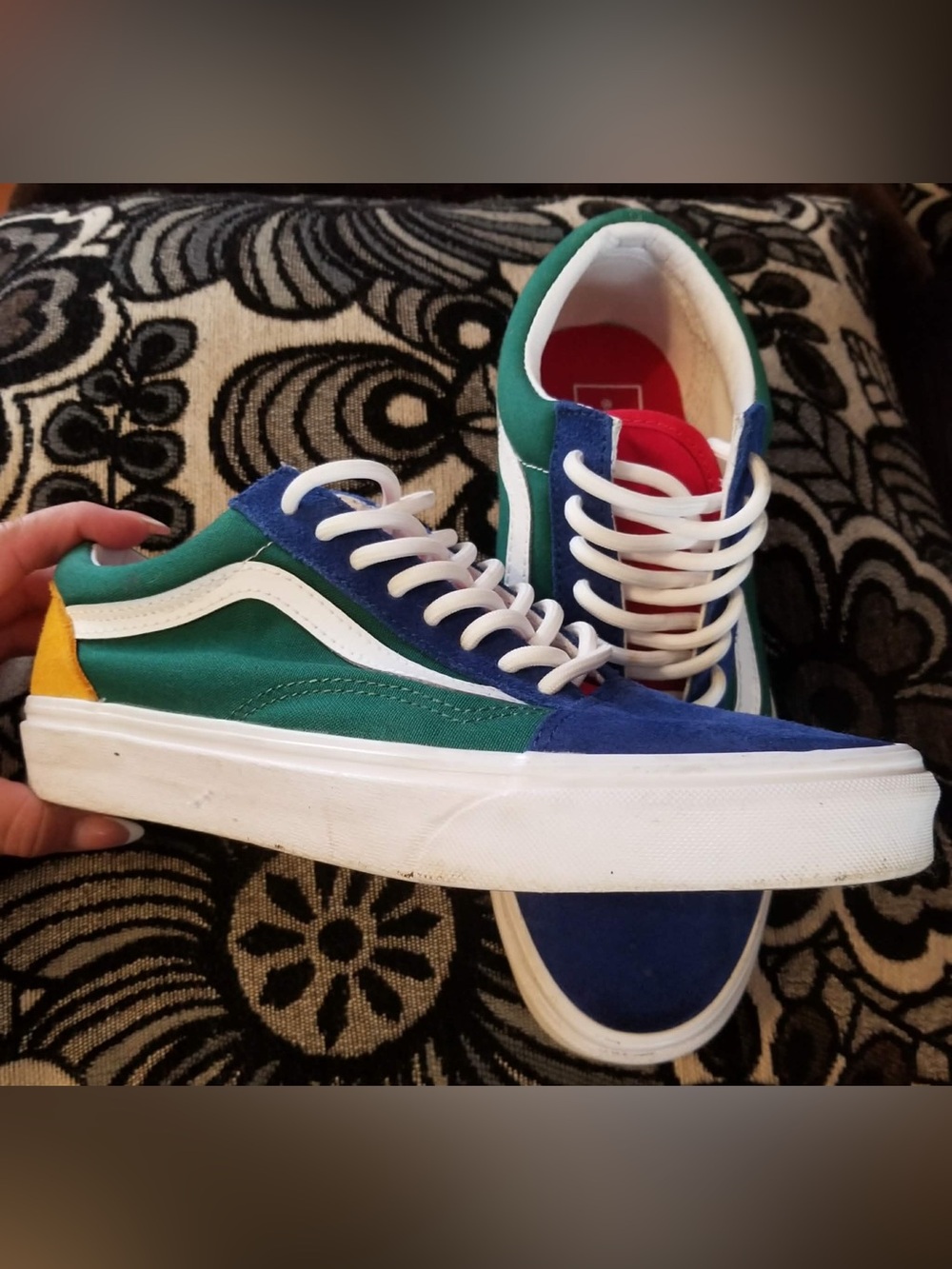 Vans Green & Blue Low-Top Sneakers with White Stripe